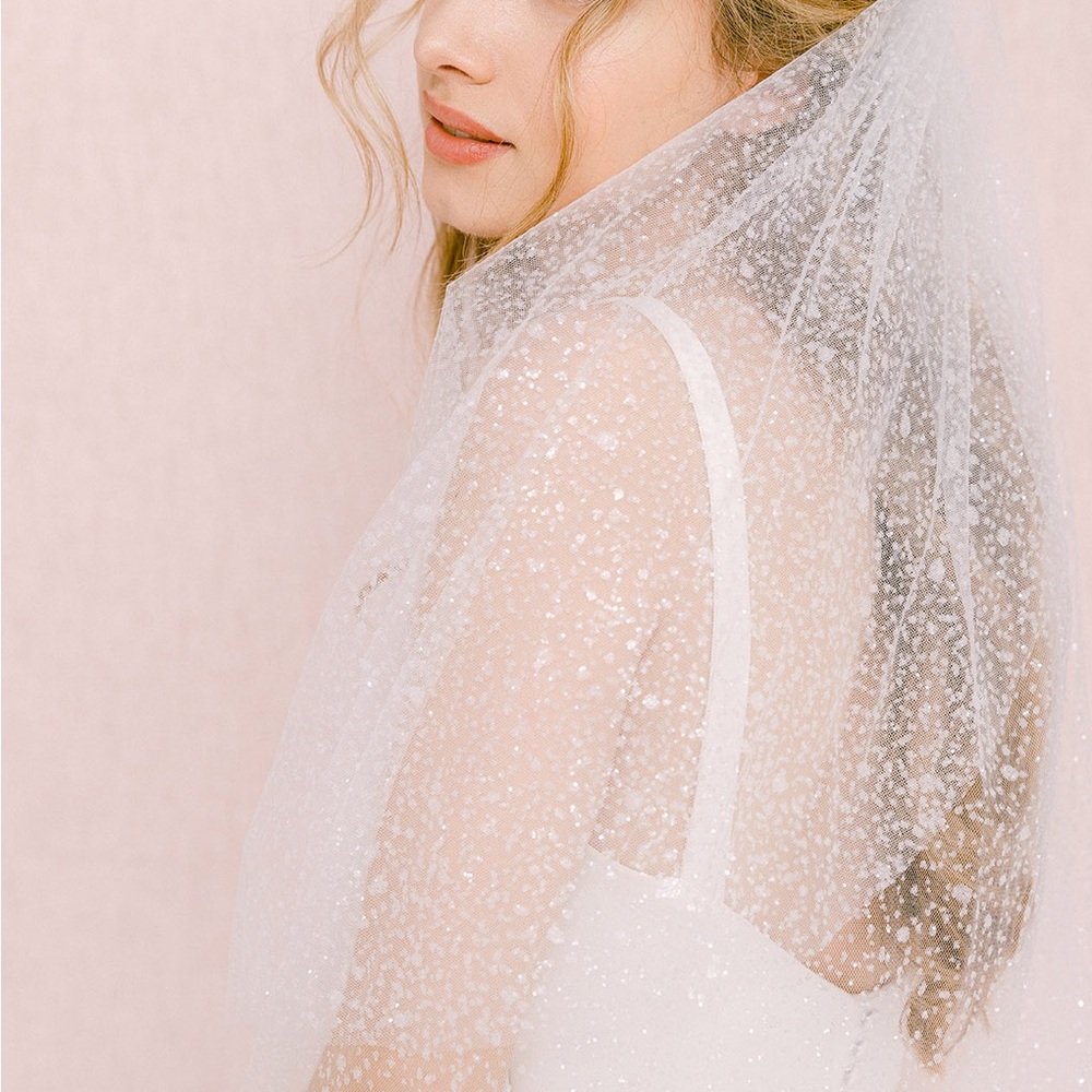 French Designer BHLDN Sequin Bridal Veil with Comb Les Couronnes de Victorie